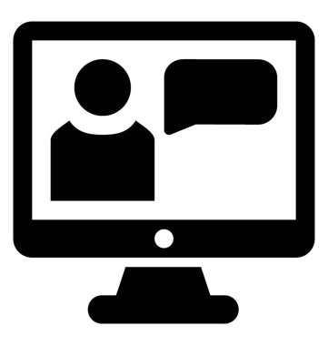 Bir monitör ekran insan avatar görüntülü arama kavramı sunulması ile