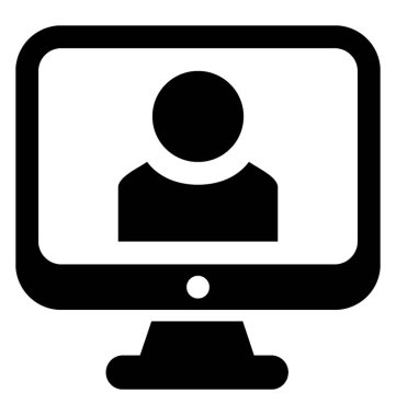 Bir monitör ekran insan avatar görüntülü arama kavramı sunulması ile