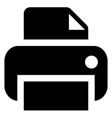 Bir yazıcı veya bir faks makinesi glif simgesi