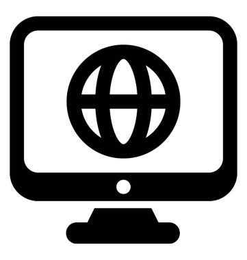 Internet bağlantısı simgesini gösteren bir kılavuz küre gösterilen bilgisayar ekranı