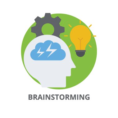 İnsan kafası dişli ve ampul ile beyin fırtınası simgesi kavramdır