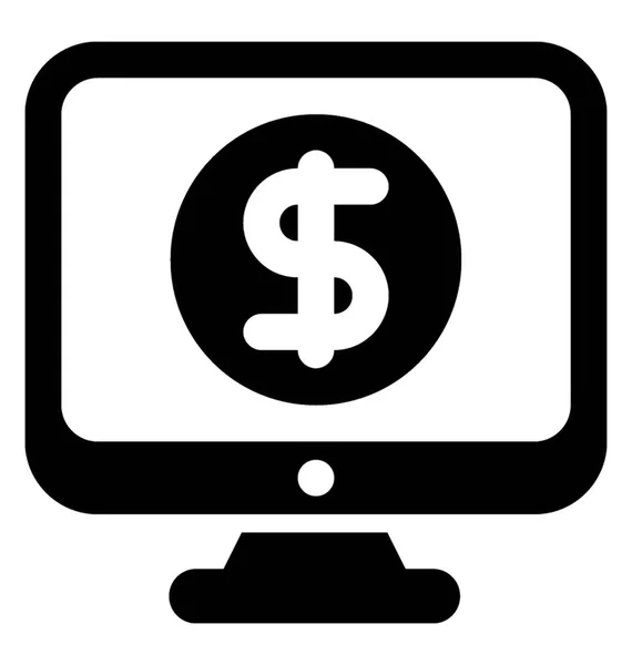 Dolar Symbol Ekranie Wyświetlone Koncepcji Bankowości Online Lub Bankowości Internetowej — Wektor stockowy