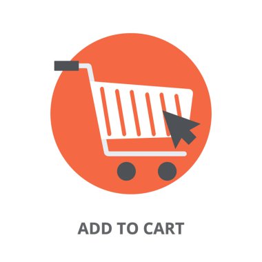 Simge tasarım eklemek sepeti gösteren online alışveriş için