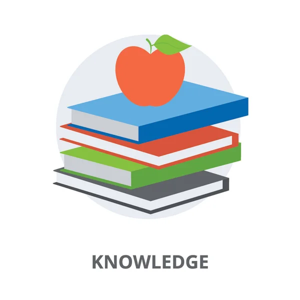 Bücher Mit Apfel Als Wissensikone — Stockvektor