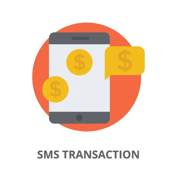 Handy Mit Dollar Und Nachrichtenschild Flache Design Ikone Des Sms — Stockvektor