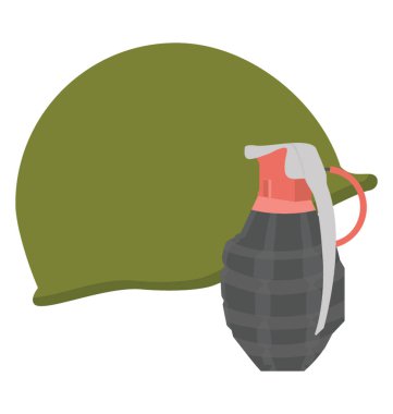 Kask ile el bombası askeri sembolü kavramsallaştırma 