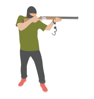 Bir kişi bir savaşta silahla ateş ediyor 