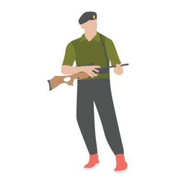 Bir asker düşmana çekime hazır hale geliyor 