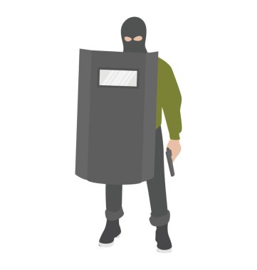 Bir terörist saldırı, kendini koruma koruyor 