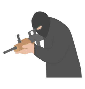 Bir erkek ile yüz maskesi av, terörist 