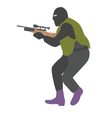 Bir kişi bir savaşta silahla ateş ediyor 