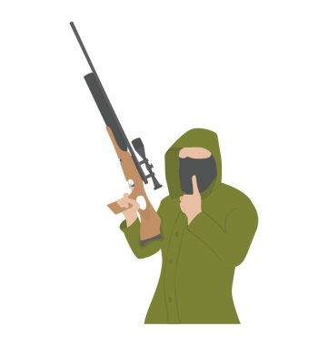 Bir terörist silahla tehdit ediyor 