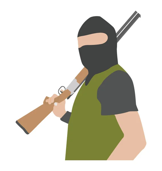 Egy Férfi Maszk Fegyvert Terrorista — Stock Vector