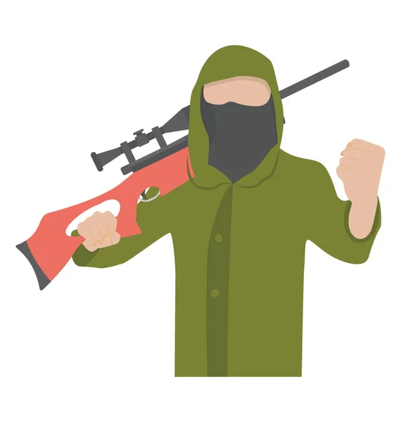 Ein Mann Mit Maske Posiert Seine Hand Terroristische Mission — Stockvektor