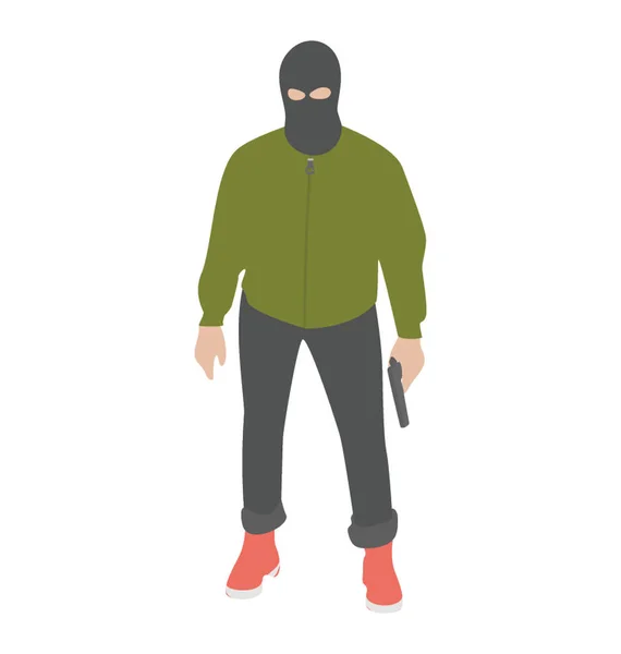 Ein Mann Mit Mundschutz Und Waffe Terrorist — Stockvektor