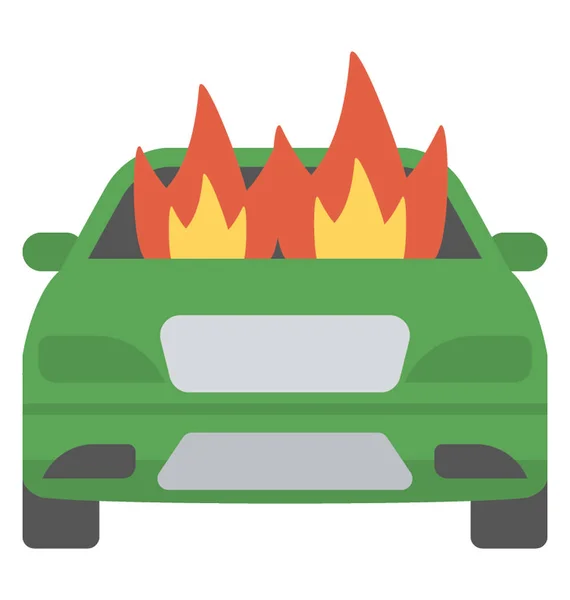 Flame Coming Car Showing Symbol Burning Car — Stock Vector