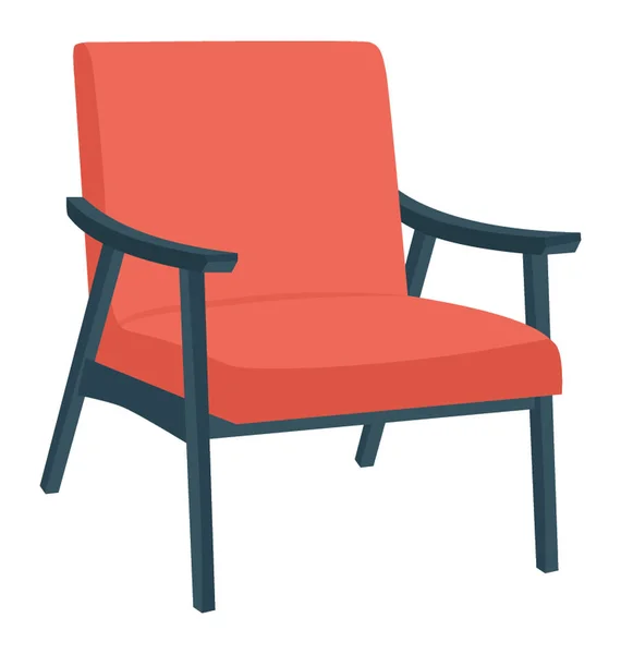 Chaise Canapé Icône Couleur Plate — Image vectorielle