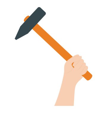 Adam, tamirci simgesi elinde çekiç