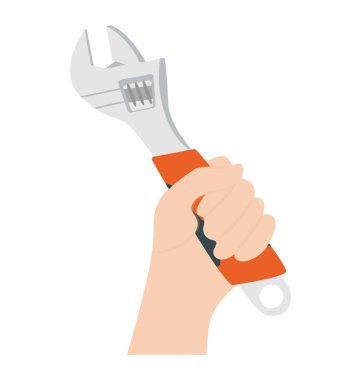 Adam, tamirci simgesi elinde anahtarı