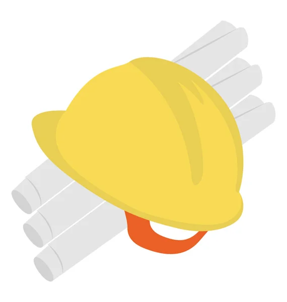 Simbol Labourer Memiliki Topi Dan Sarung Tangan Keselamatan Ikon - Stok Vektor