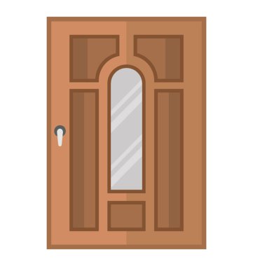 Bir ayna üzerinde sahip ahşap ev kapı 