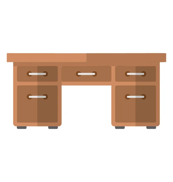 Mesa Plana Con Armarios Que Caracterizan Mesa Del Ordenador — Vector de stock