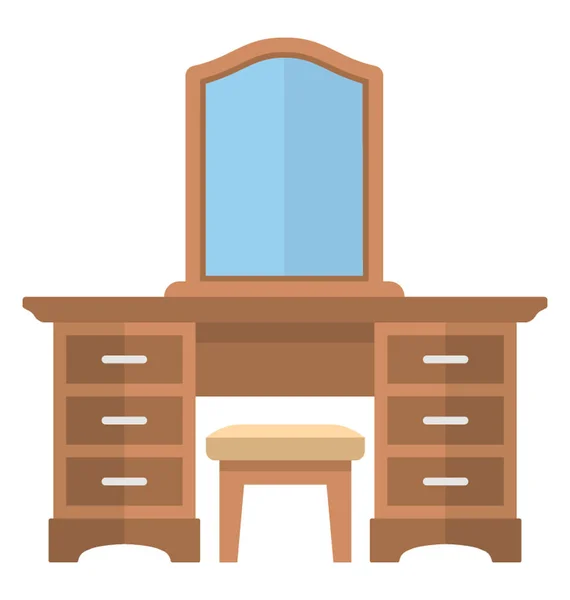 Стіл Має Ньому Дзеркало Показує Ікону Туалетного Столика — стоковий вектор