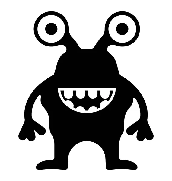 Monster Glyph Vector Icono — Vector de stock