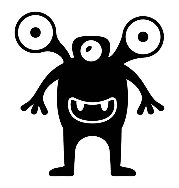 Monster Glyph Vector Icono — Vector de stock