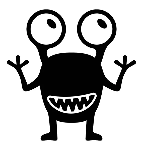 Monster Glyph Vector Icono — Vector de stock