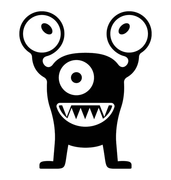 Monster Glyph Vector Icono — Vector de stock