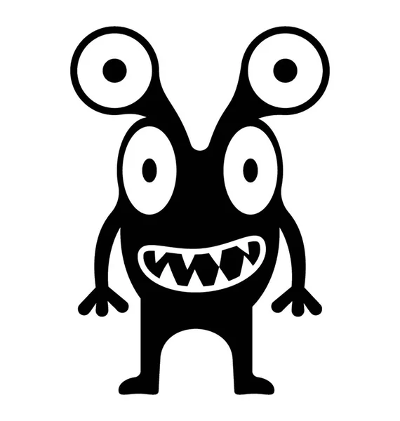 Monster Glyph Vector Icono — Vector de stock