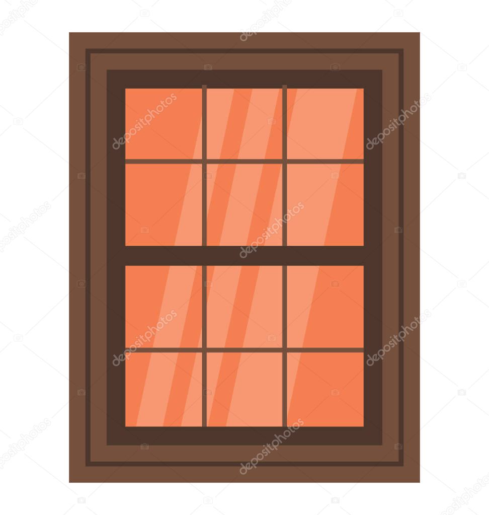 Arch shaped casement window flat icon design 