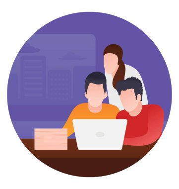 Erkek ve kadın birlikte ekip çalışması simgesini gösterilen çalışma 