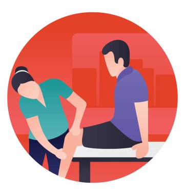 Doktor hasta, fizyoterapist Doktor kemiklerin denetliyor 