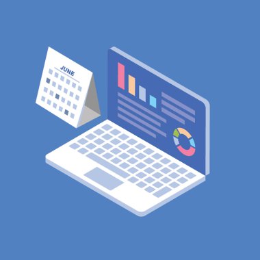 Laptop ile yuvarlak şekil grafik, halka grafik 