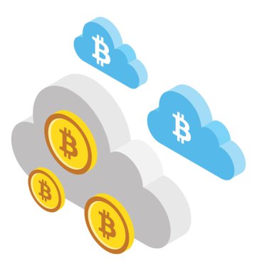 Bir bitcoin temsil eden bitcoin bulut bulut ile 