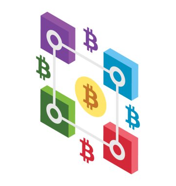 Bir bitcoin gösteren cryptocurrency þebekesi 