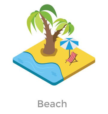 Beach palmiye ağacı ve şezlong ile güzel bir manzara 