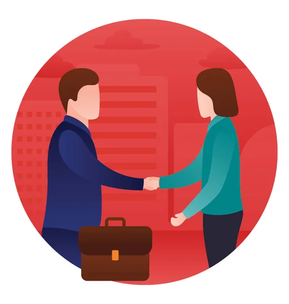 Human Avatar Shaking Hand Sign Business Meeting — Stock Vector