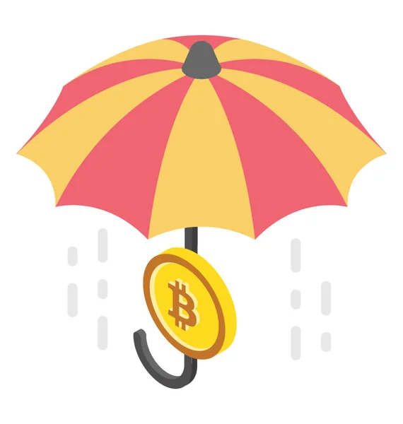 Umbrella Bitcoin Representing Cryptocurrency Insurance — Stock Vector