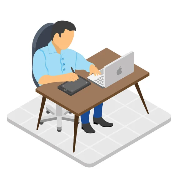 Ένα Laptop Οθόνη Ένα Άτομο Που Δείχνει Τον Freelancer — Διανυσματικό Αρχείο