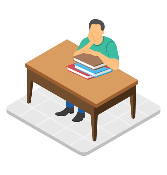 Empleado Sentado Frente Computadora Icono Del Lugar Trabajo — Vector de stock