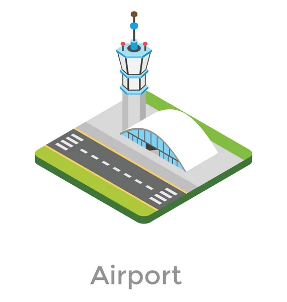 Uma Imagem Vetorial Ícone Plano Terminal Aeroporto —  Vetores de Stock