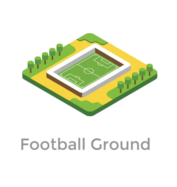 Une Icône Terrain Football Vide Avec Des Arbres — Image vectorielle