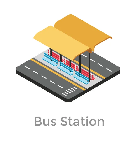 Modern Infrastruktúra Bus Station Ikonra — Stock Vector