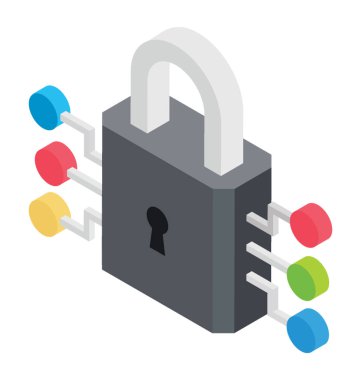 Asma kilit ve ağ üzerinden bir Internet güvenlik kavramı 