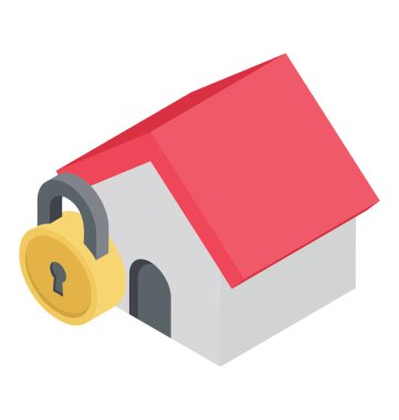 Ev güvenlik sistemi gösterilen kilit ile kulübe 