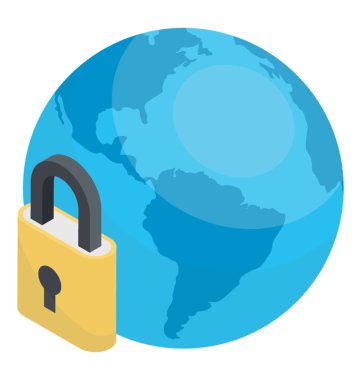 Online güvenlik için dünya ile asma kilit 