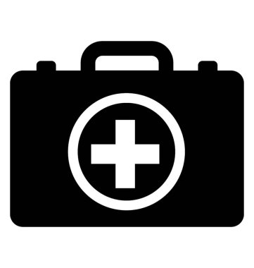 Bir ilk yardım kutusu, ilk yardım çantası düz simgesi